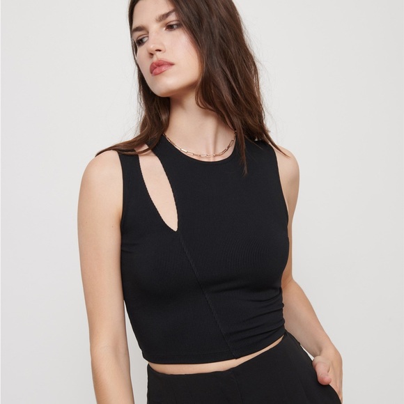 Dynamite White Sleeveless Ribbed Cutout Top - Picture 2 of 6